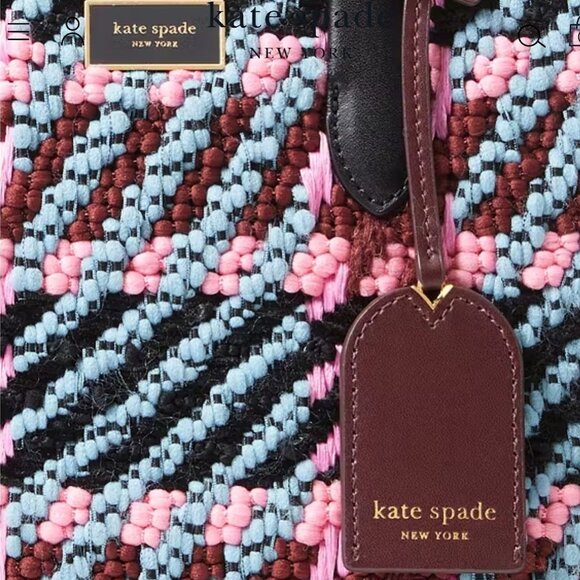 Kate Spade Manhattan Small Plaid Crossbody Tote Handbag w/ Plaque Logo PREOWNED - Picture 16 of 16
